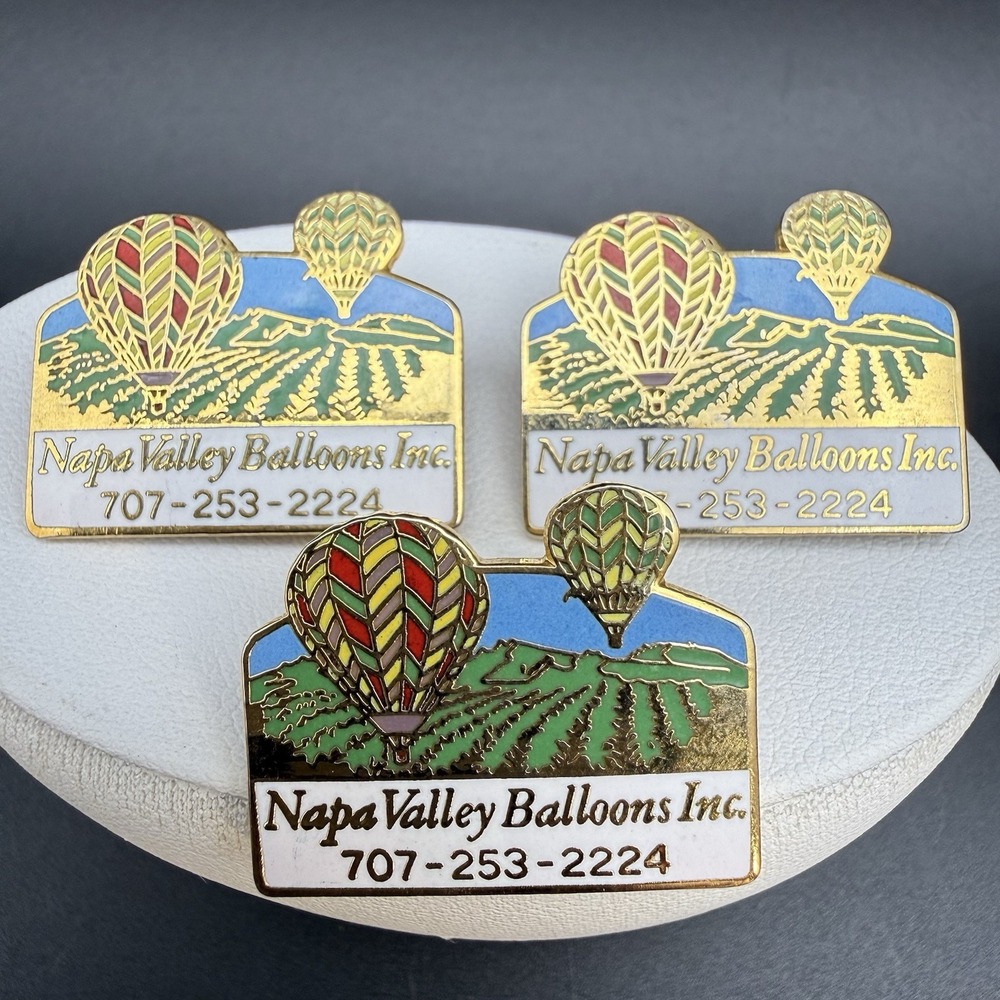 Vtg Napa Valley Balloons Pin Lot Hot Air Balloon California Tourism Advertising